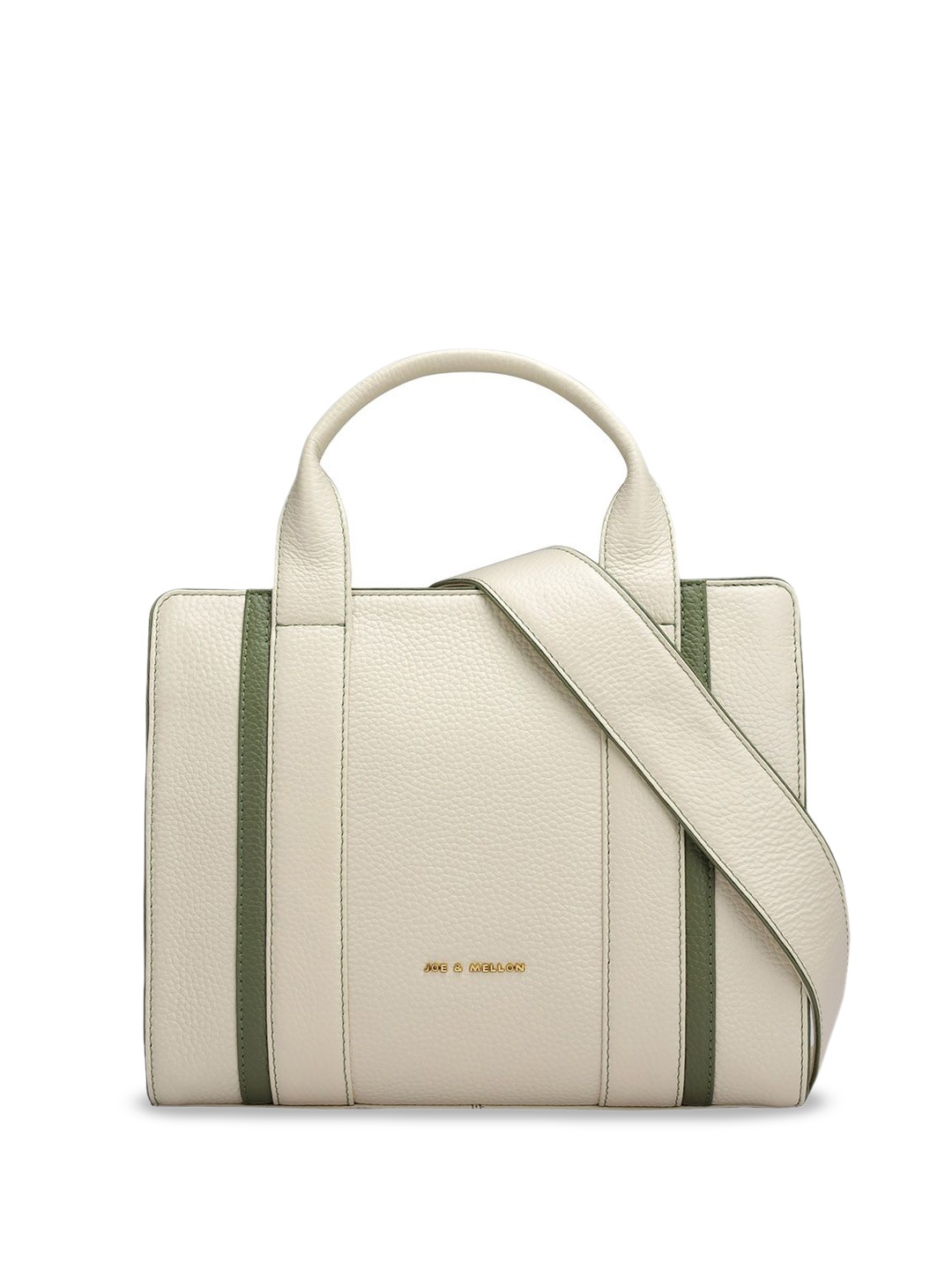 

Joe & Mellon Textured Leather Structured Satchel with Tasselled, Off white