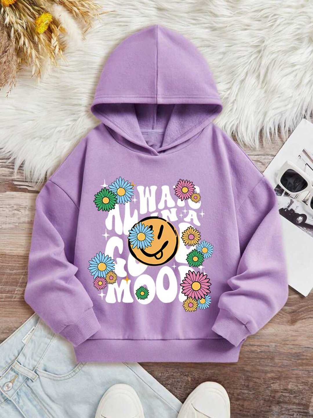 

TABADTOD Kids Printed Hooded Sweatshirt, Lavender
