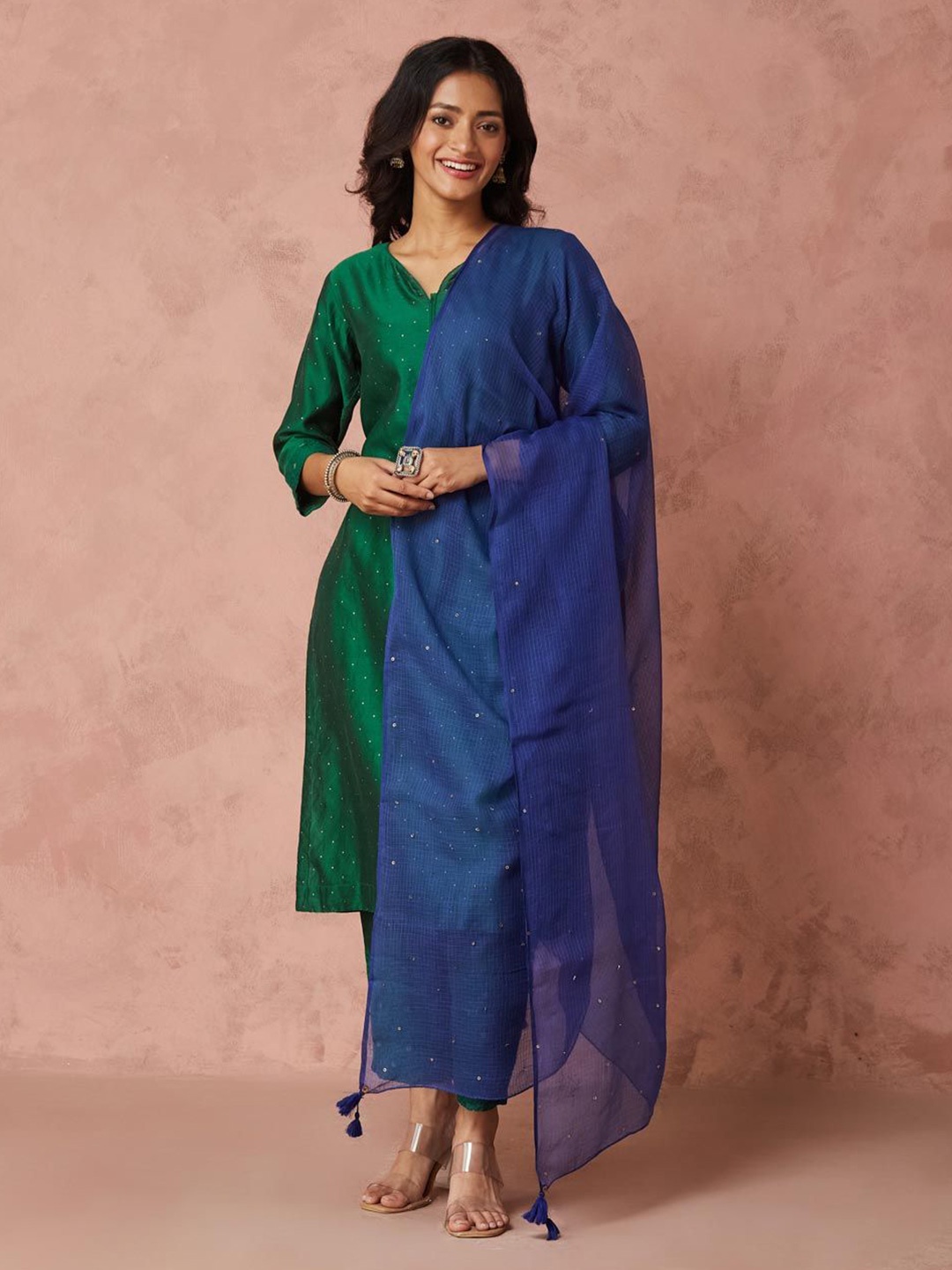 

Fabindia Cotton Silk Dupatta, Blue