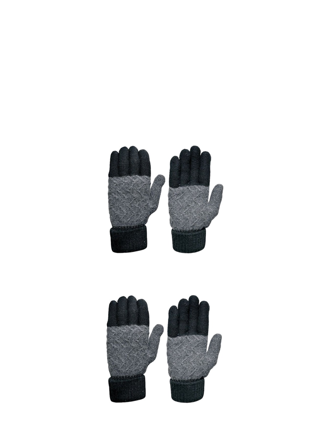 

LOOM LEGACY Men Pack of 2 Patterned Acrylic Touchscreen Gloves, Black