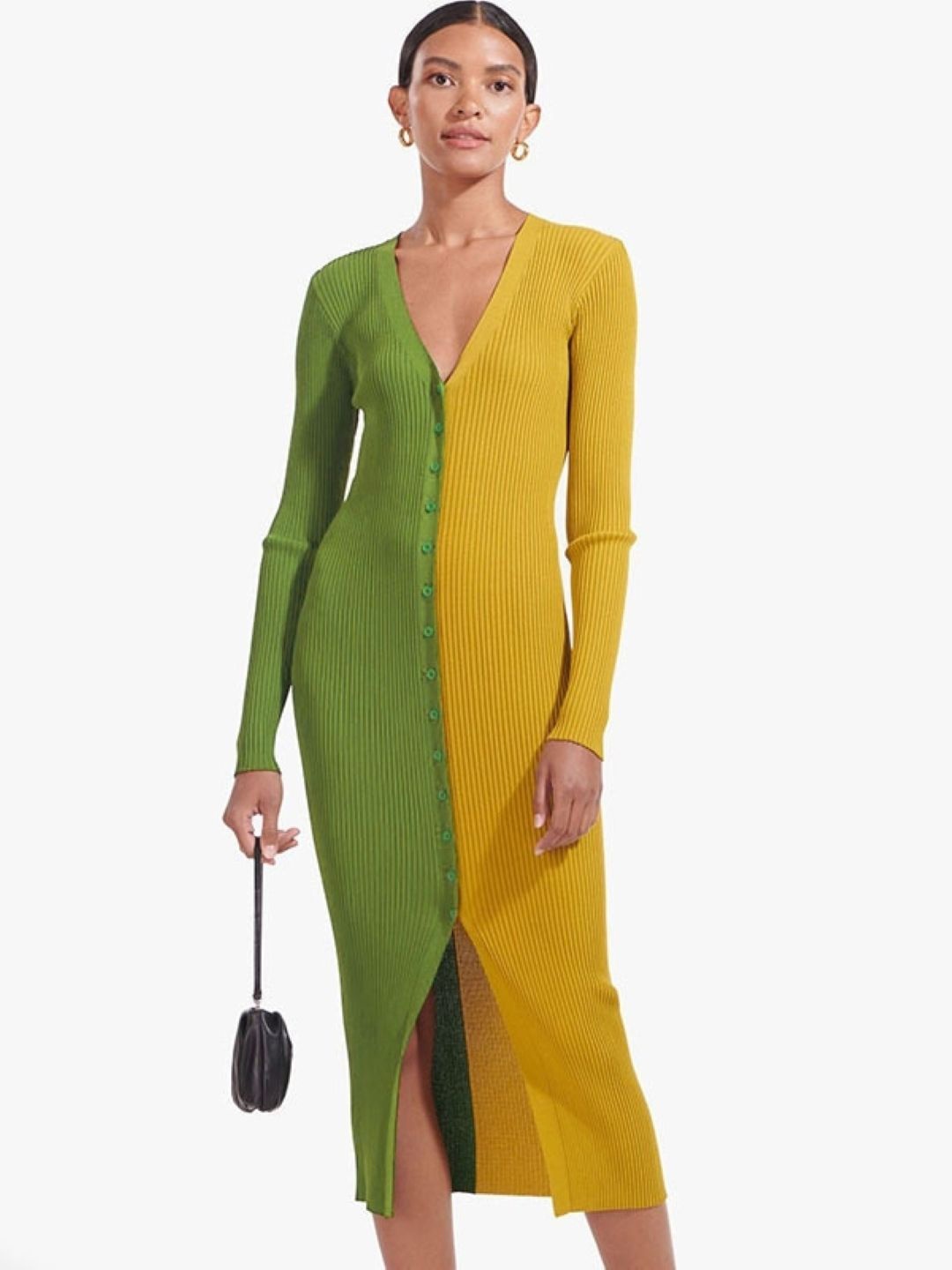 

StyleCast Women Casual Colourblocked Bodycon Midi Dress, Green