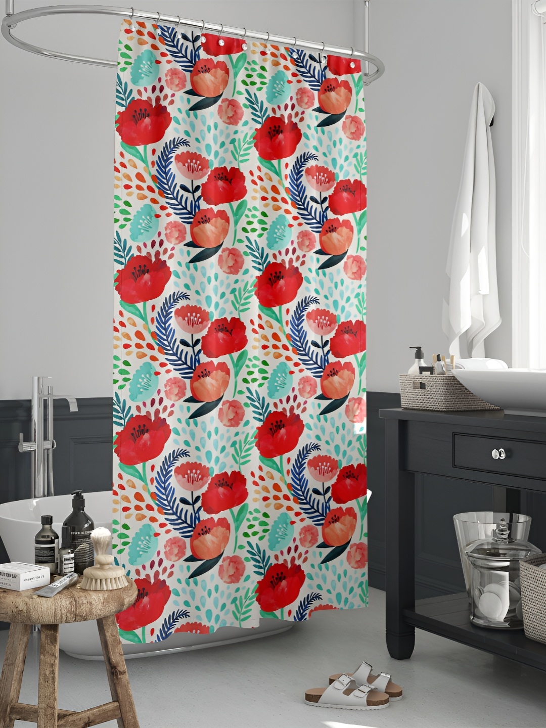 

ArtzFolio Single Piece Waterproof Polyester Shower Curtain, Multi
