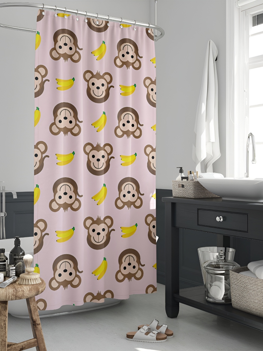 

ArtzFolio Pink & Brown Printed Waterproof Shower Curtain