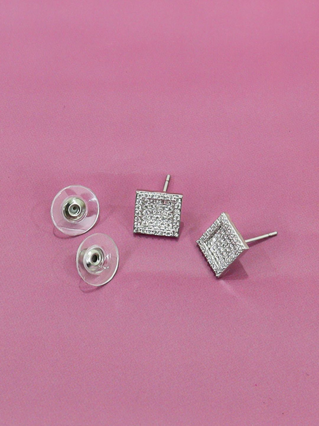 

FIMBUL Silver-Plated Stainless Steel Square Shape Studs