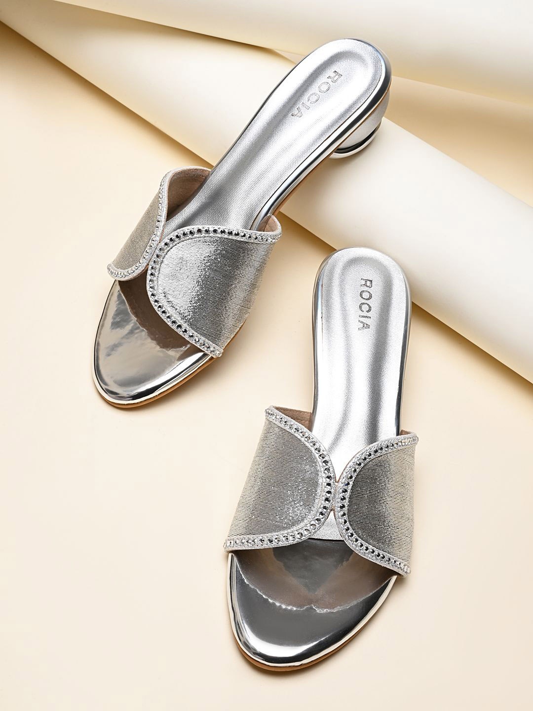 

Rocia Women Embellished Block Heel Sandals, Silver