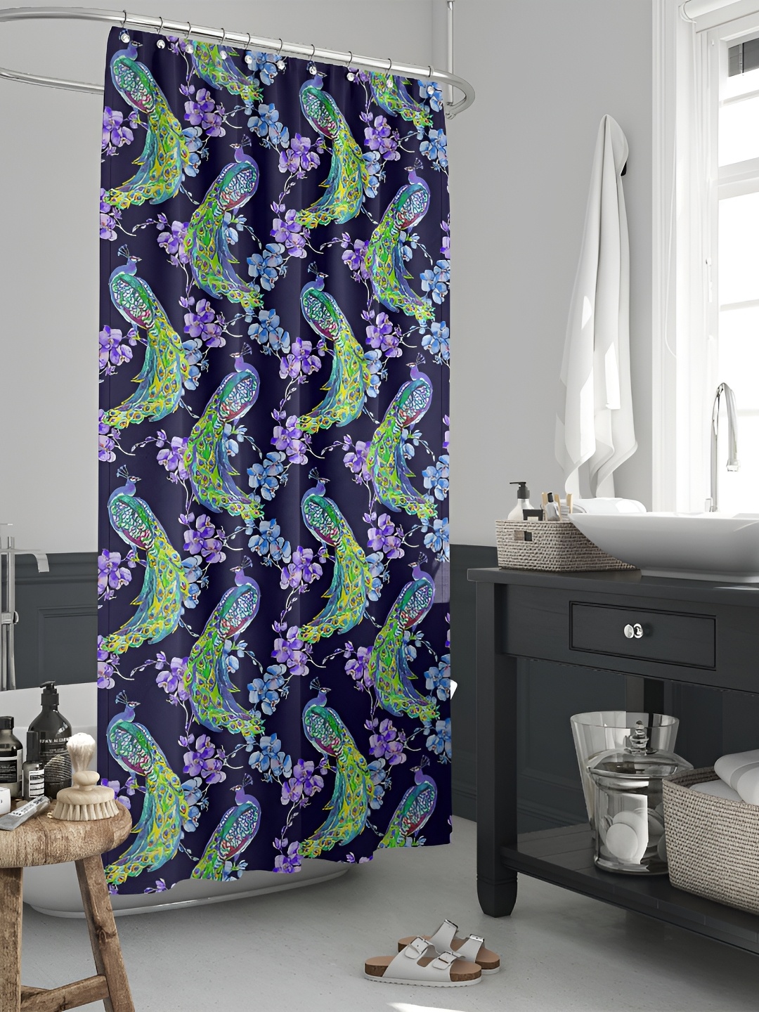 

ArtzFolio Purple & Green Printed Waterproof Shower Curtains