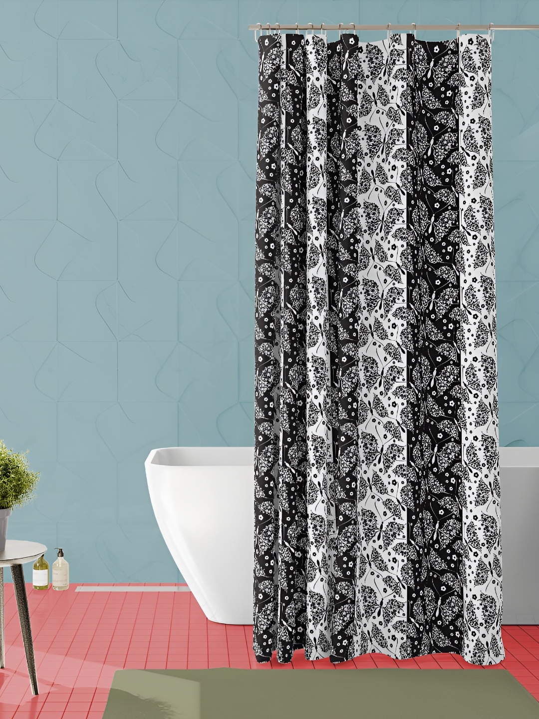 

ArtzFolio White & Black Printed Waterproof Shower Curtain