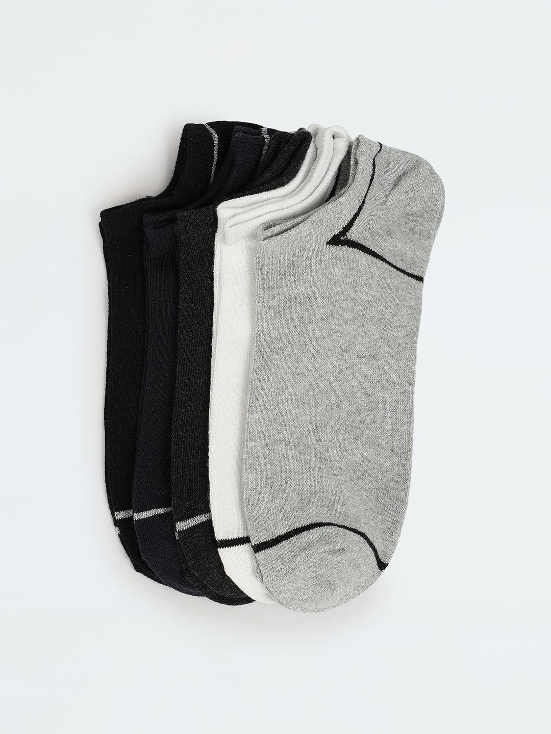 

max Men Pack Of 5 Cotton Shoe Liners Socks, Black