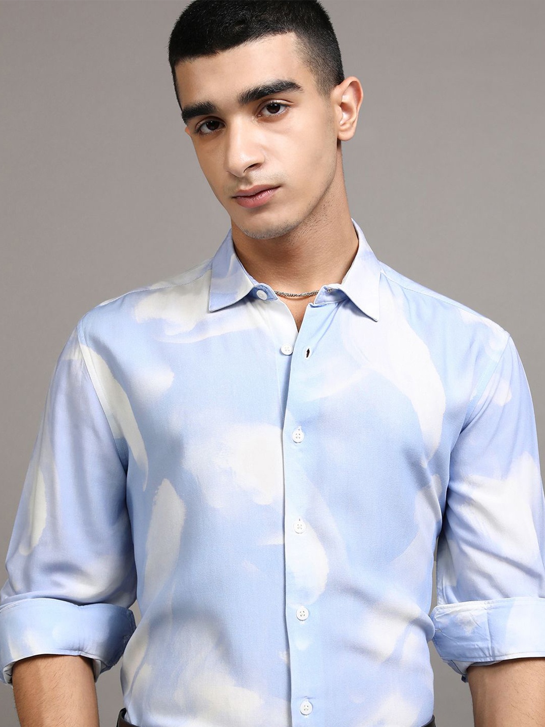

HIGHLANDER Men Printed Slim Fit Day Occasion Shirt, Blue