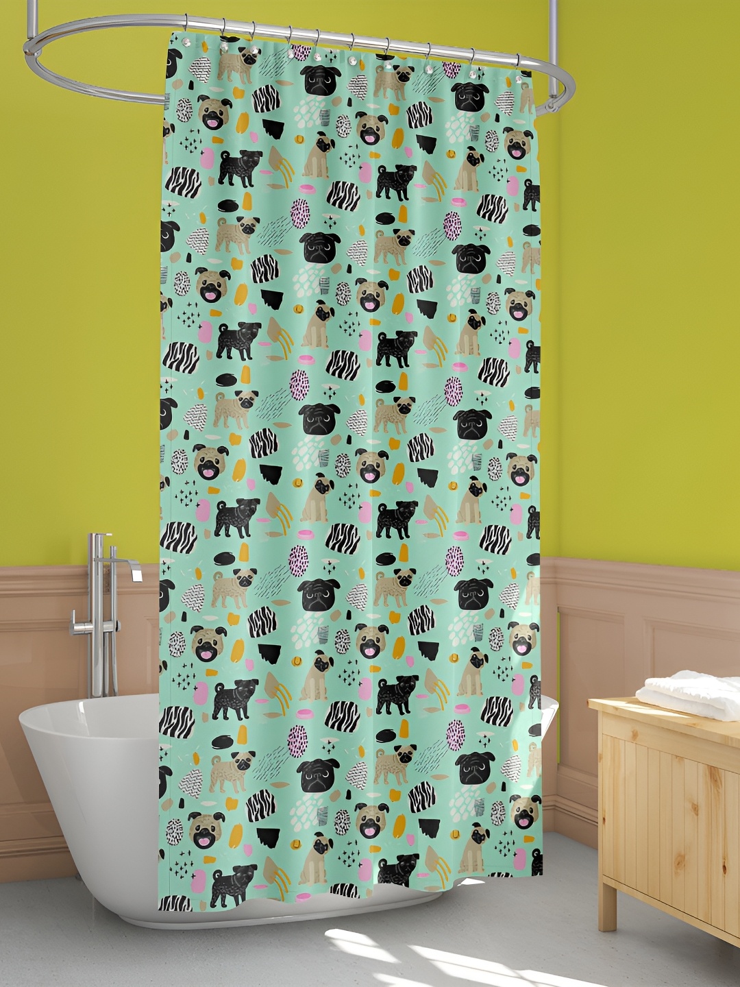 

ArtzFolio Green & Black Animal Printed Waterproof Shower Curtain