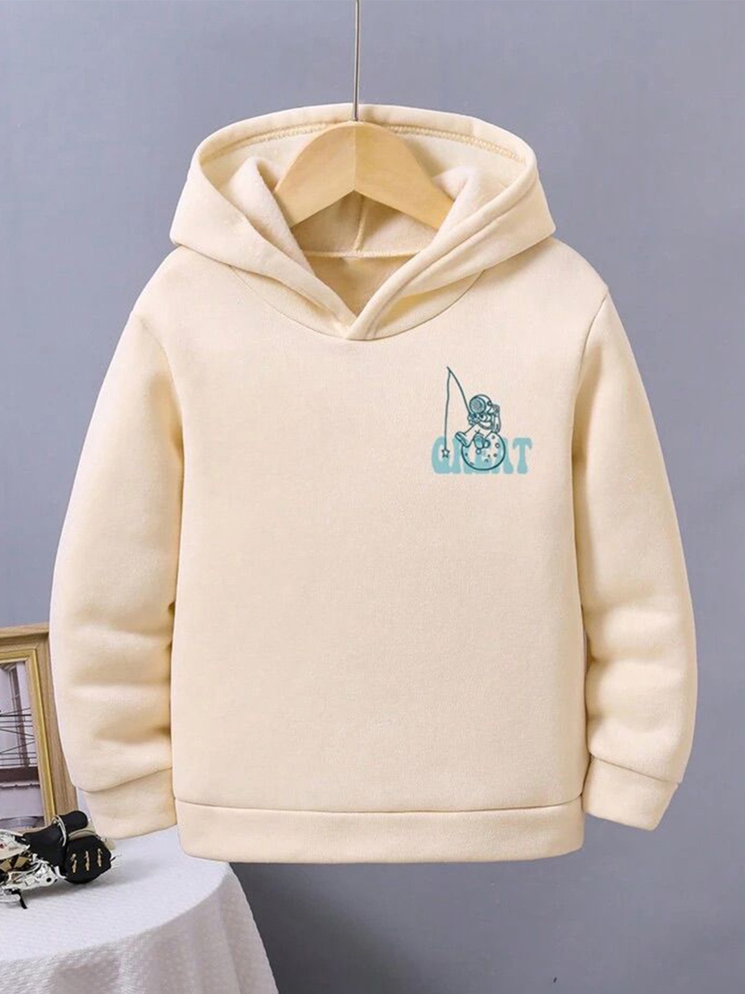 

TABADTOD Kids Printed Long Sleeves Hooded Sweatshirt, Beige