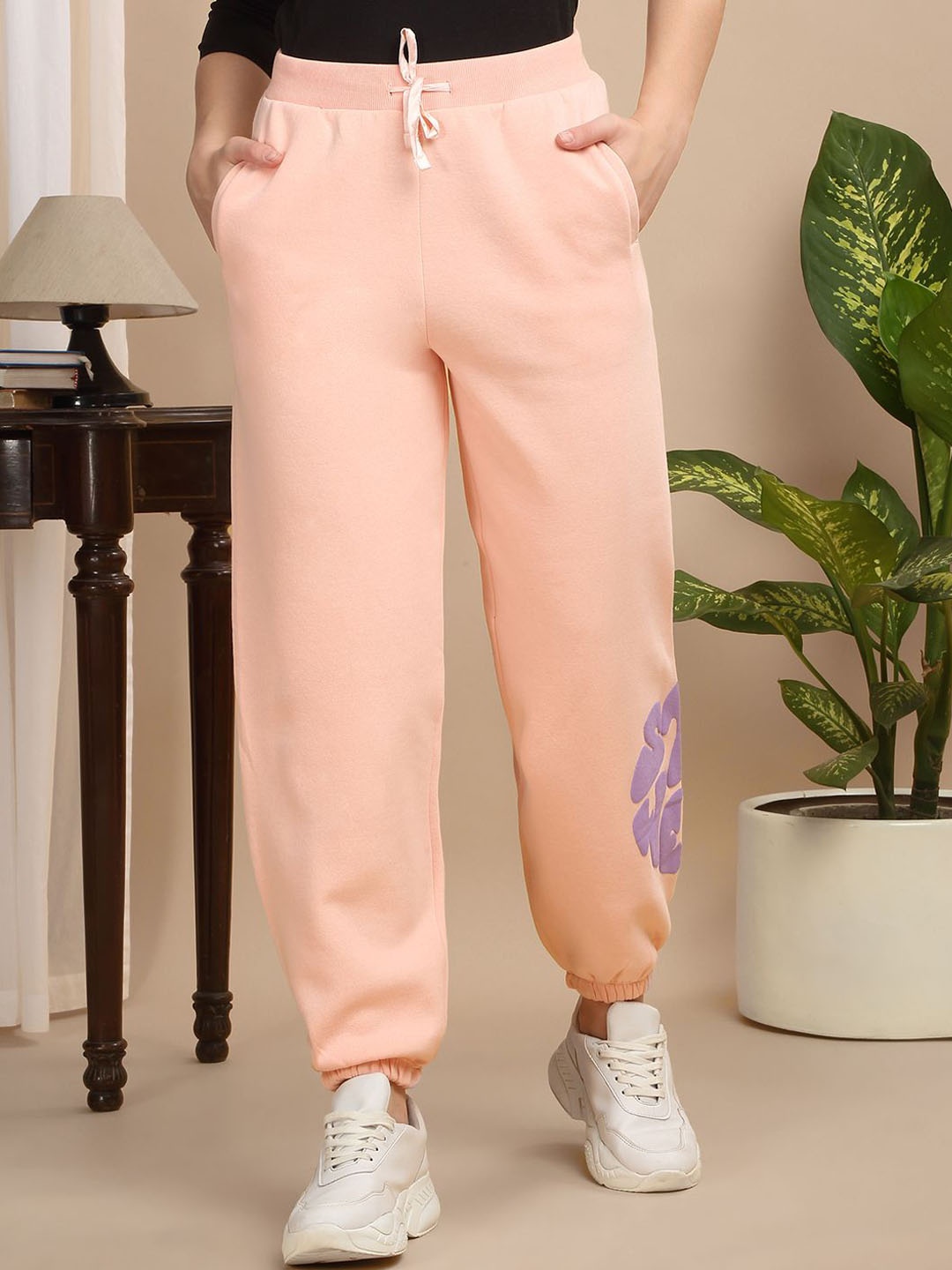 

Sweet Dreams Women Cotton Mid Rise Joggers, Pink