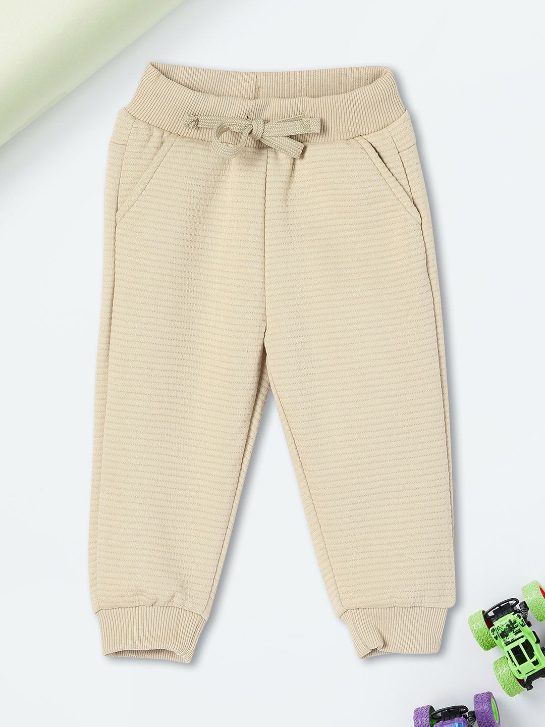 

max Infant Boys Pure Cotton Joggers, Beige