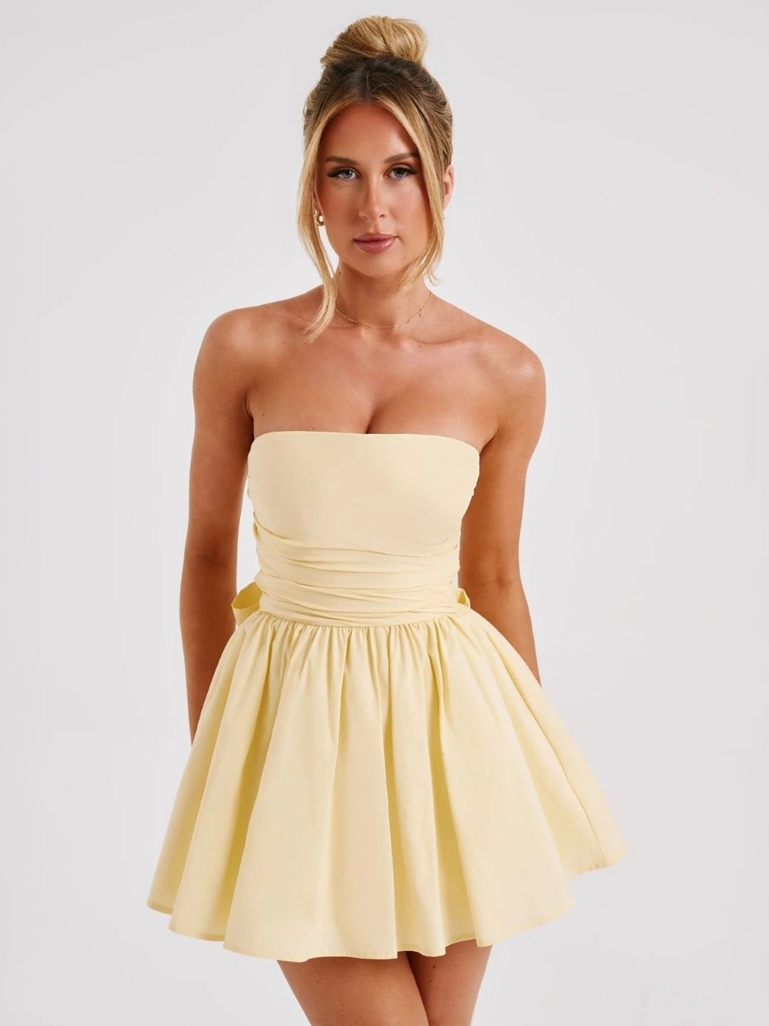 

KPOP Women Bandeau Mini Dress, Yellow