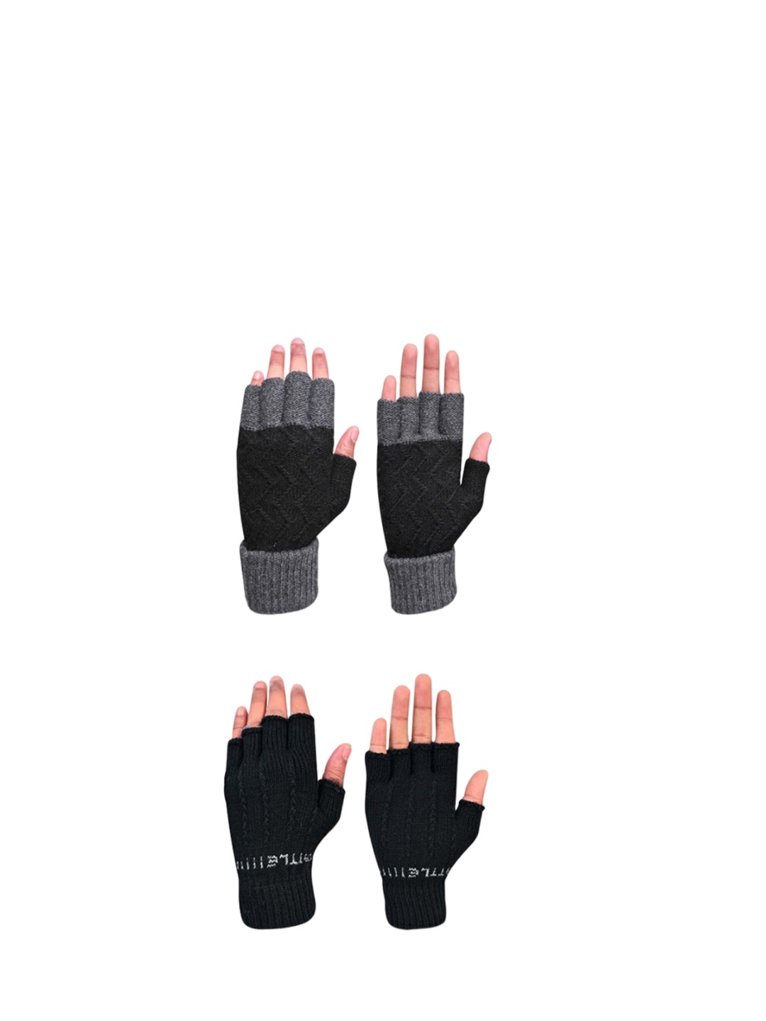

LOOM LEGACY Men Acrylic Fingerless Gloves, Black