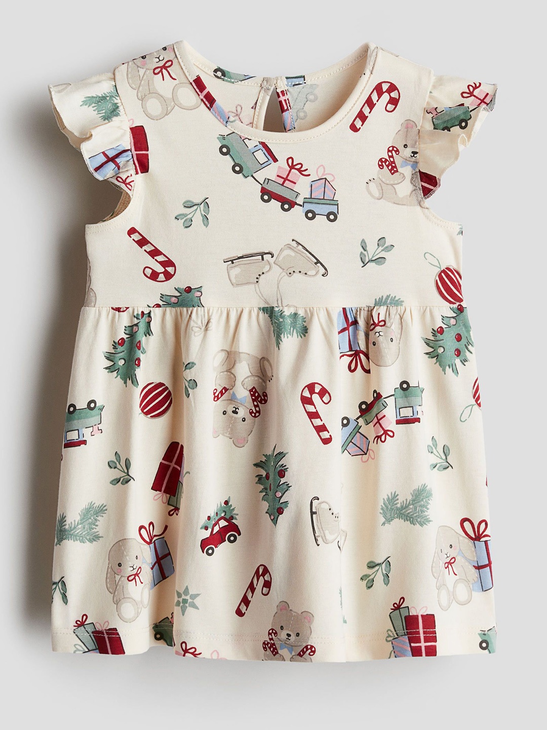 

H&M Girls Flutter-Sleeved Dress, White