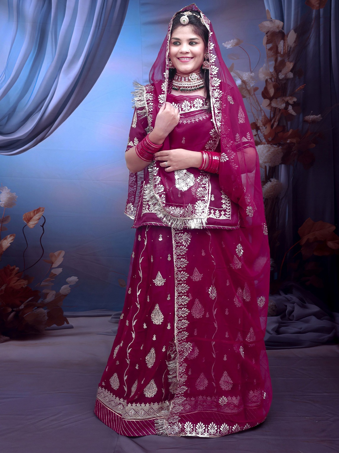 

KALIYAN Embroidered Semi-Stitched Lehenga & Blouse With Dupatta, Pink