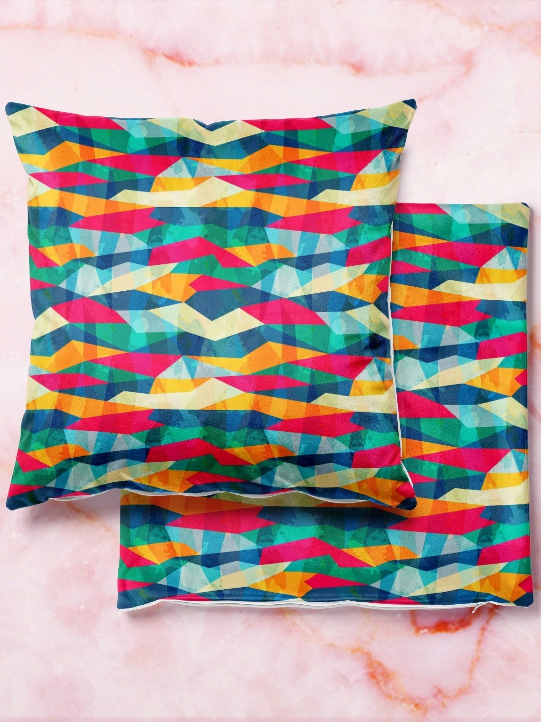 

ArtzFolio Multicoloured Set of 2 Velvet Square Cushion Covers, Multi