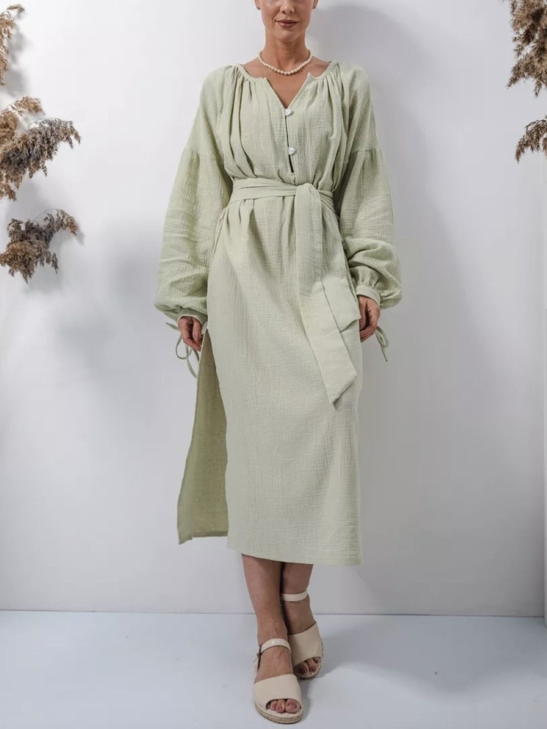 

StyleCast V-Neck Cotton A-Line Midi Dress, Green