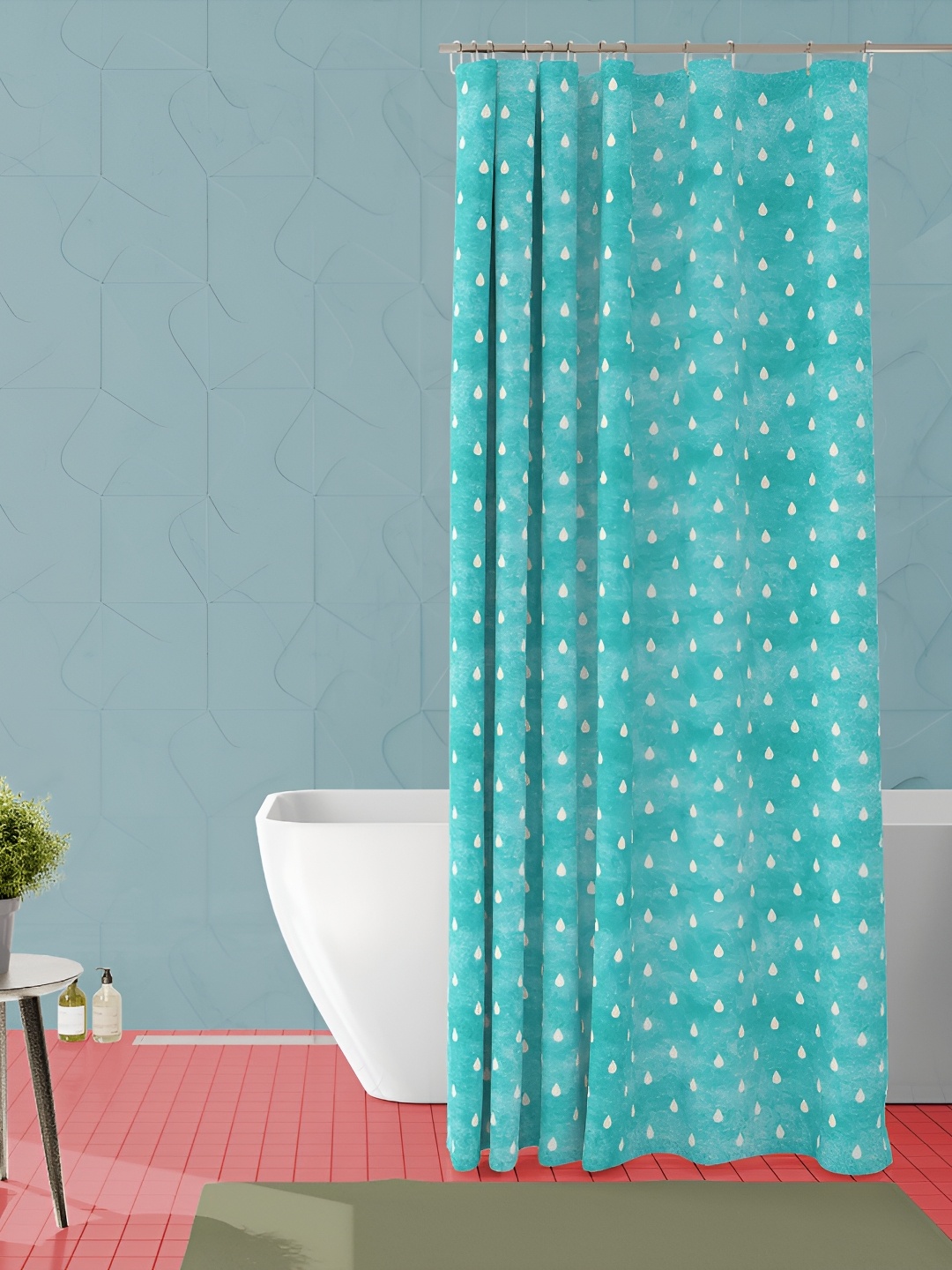 

ArtzFolio White & Green Printed Waterproof Shower Curtain