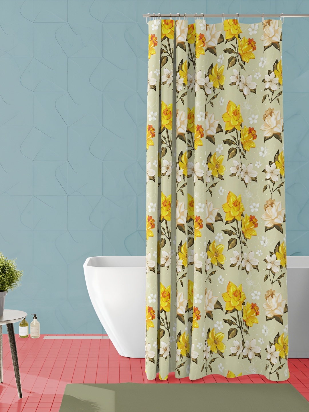 

ArtzFolio Yellow & Green Printed Waterproof Shower Curtain