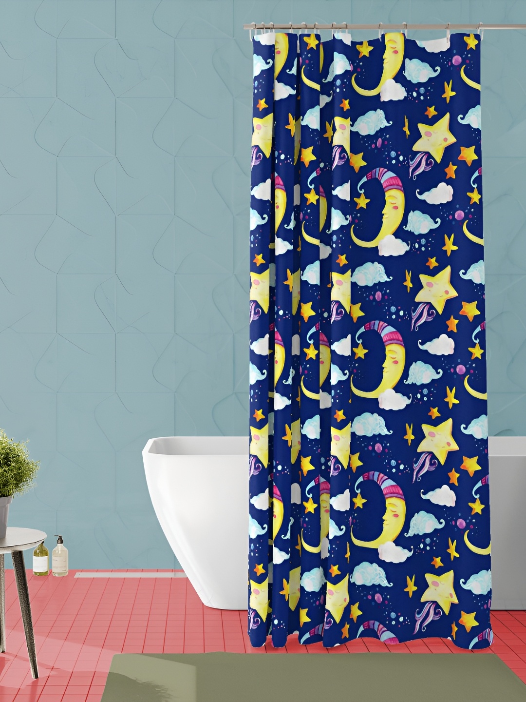 

ArtzFolio Blue & Yellow Printed Waterproof Shower Curtain