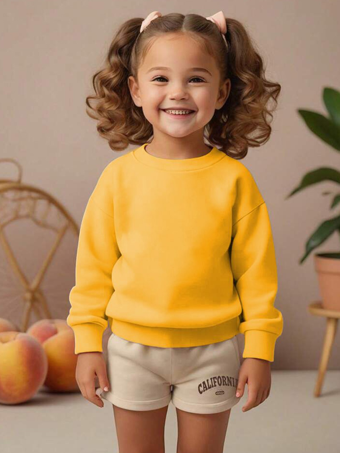 

TABADTOD Kids Solid Hooded Sweatshirt, Yellow