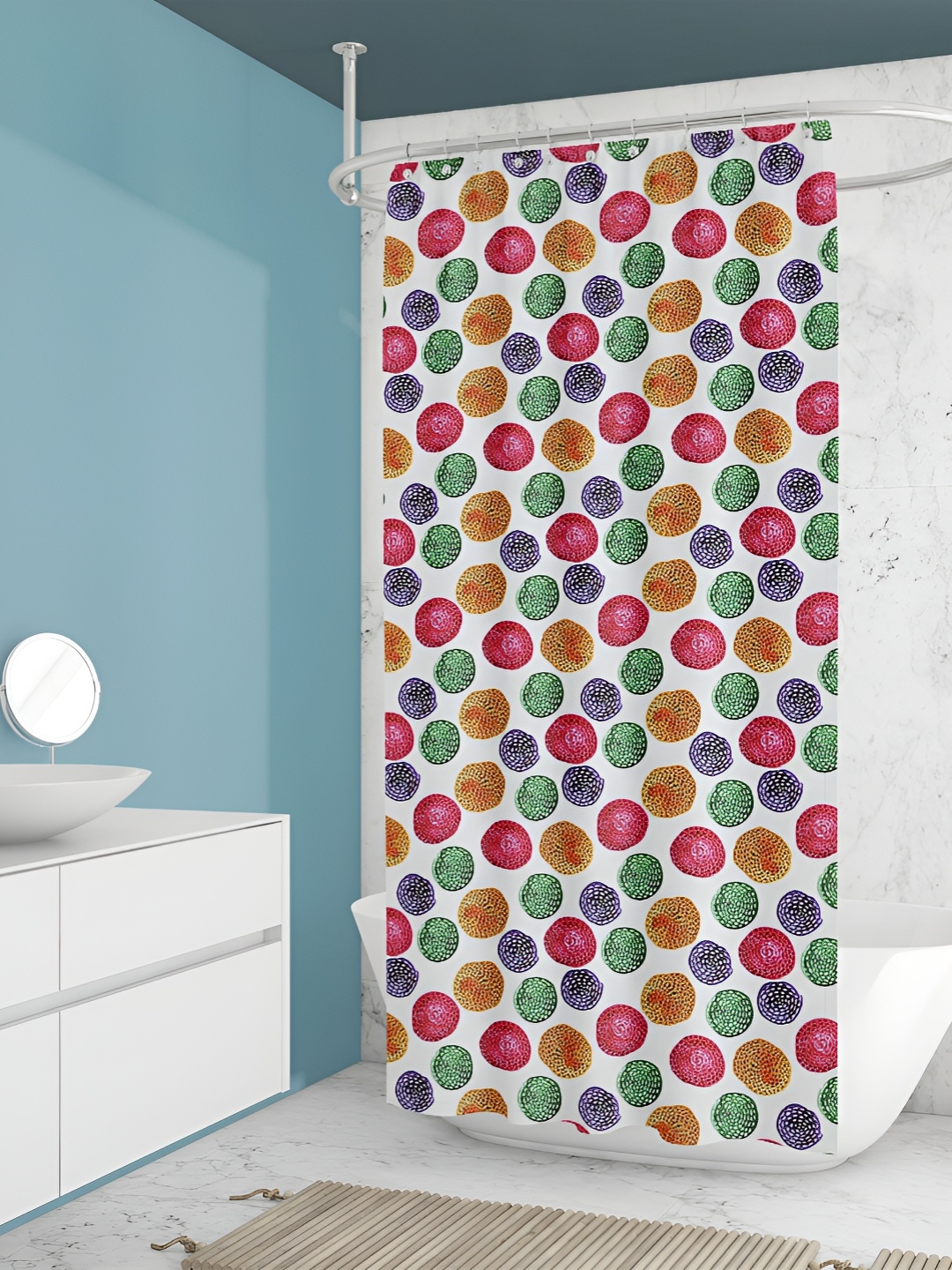 

ArtzFolio White & Red Printed Waterproof Shower Curtain