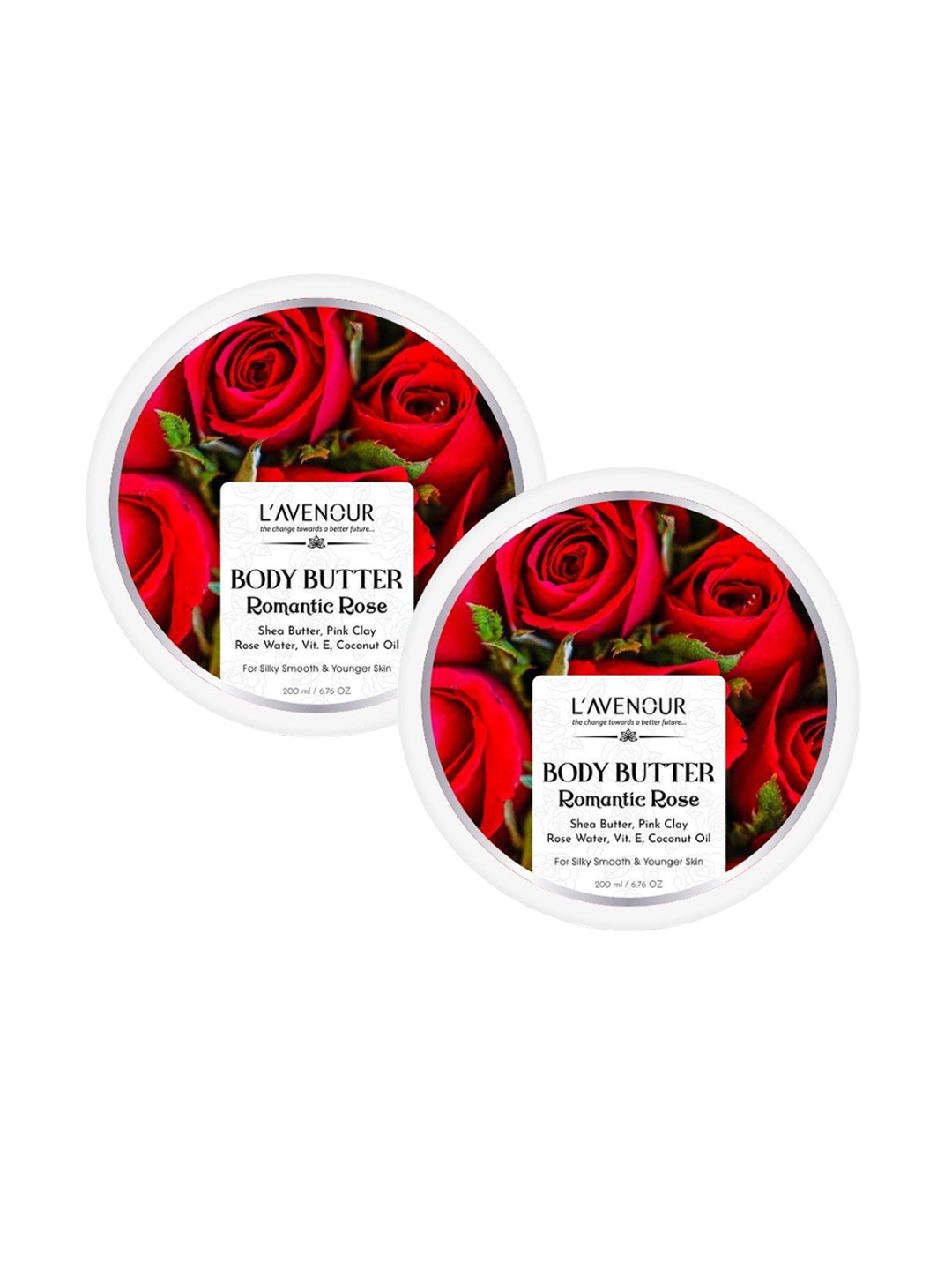 

L'AVENOUR Set Of 2 Romantic Rose Body Butter- 200 ml Each, Pink