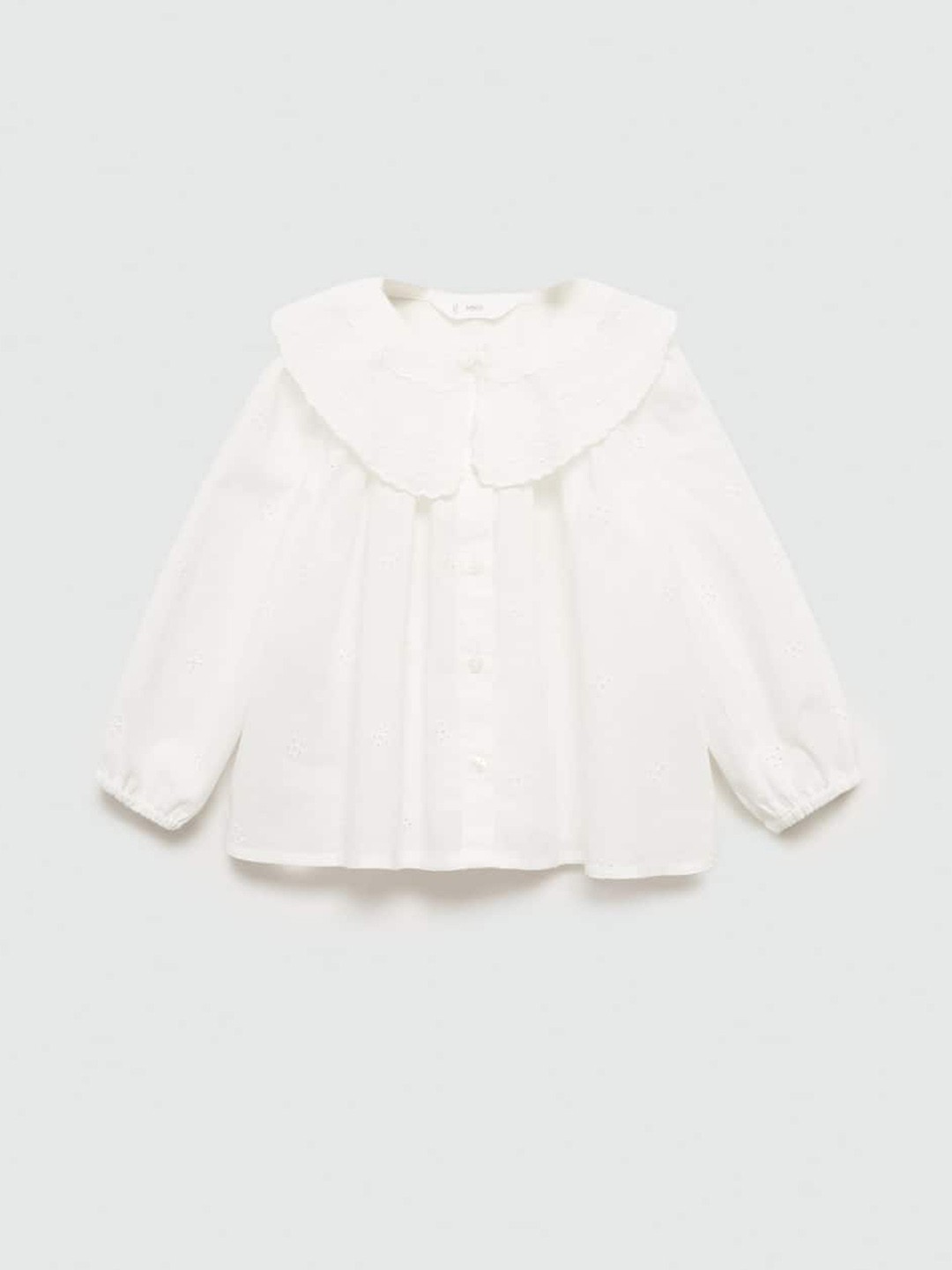 

Mango Kids Infant Girls Schiffli Embroidered Pure Cotton Casual Shirt, White