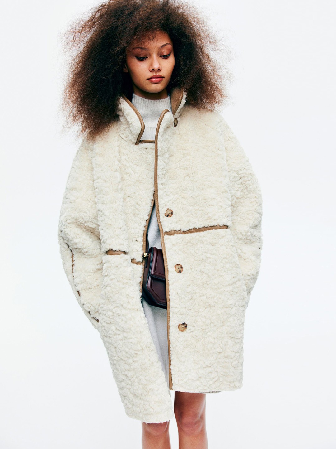 

H&M Fluffy Coat, Beige