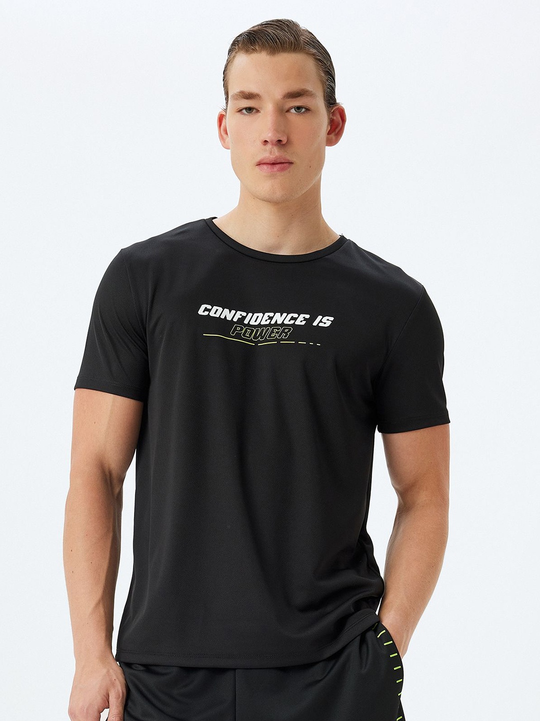 

Koton Men Typography Printed Round Neck T-shirt, Black