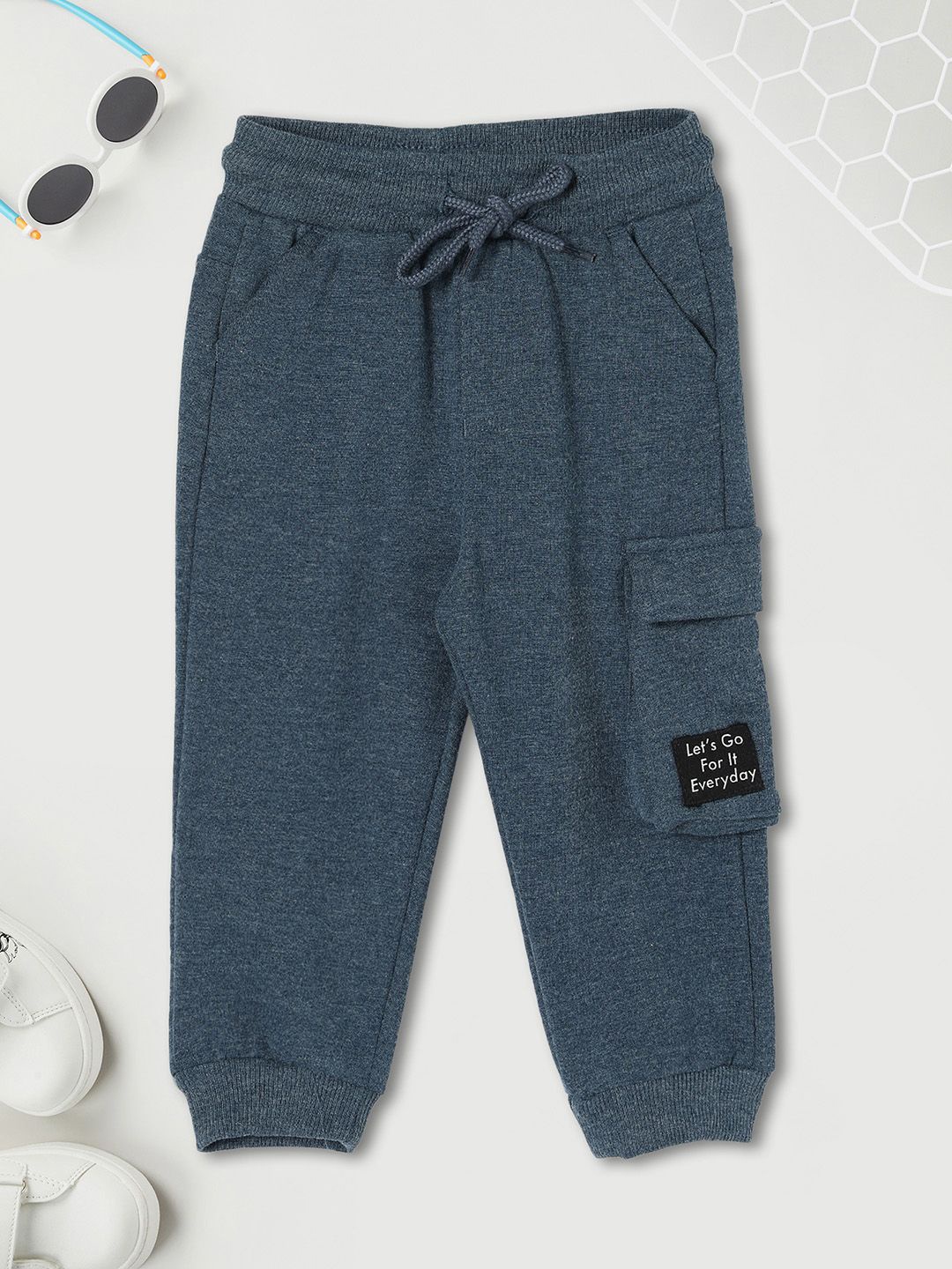 

max Boys Pure Cotton Mid-Rise Joggers, Blue
