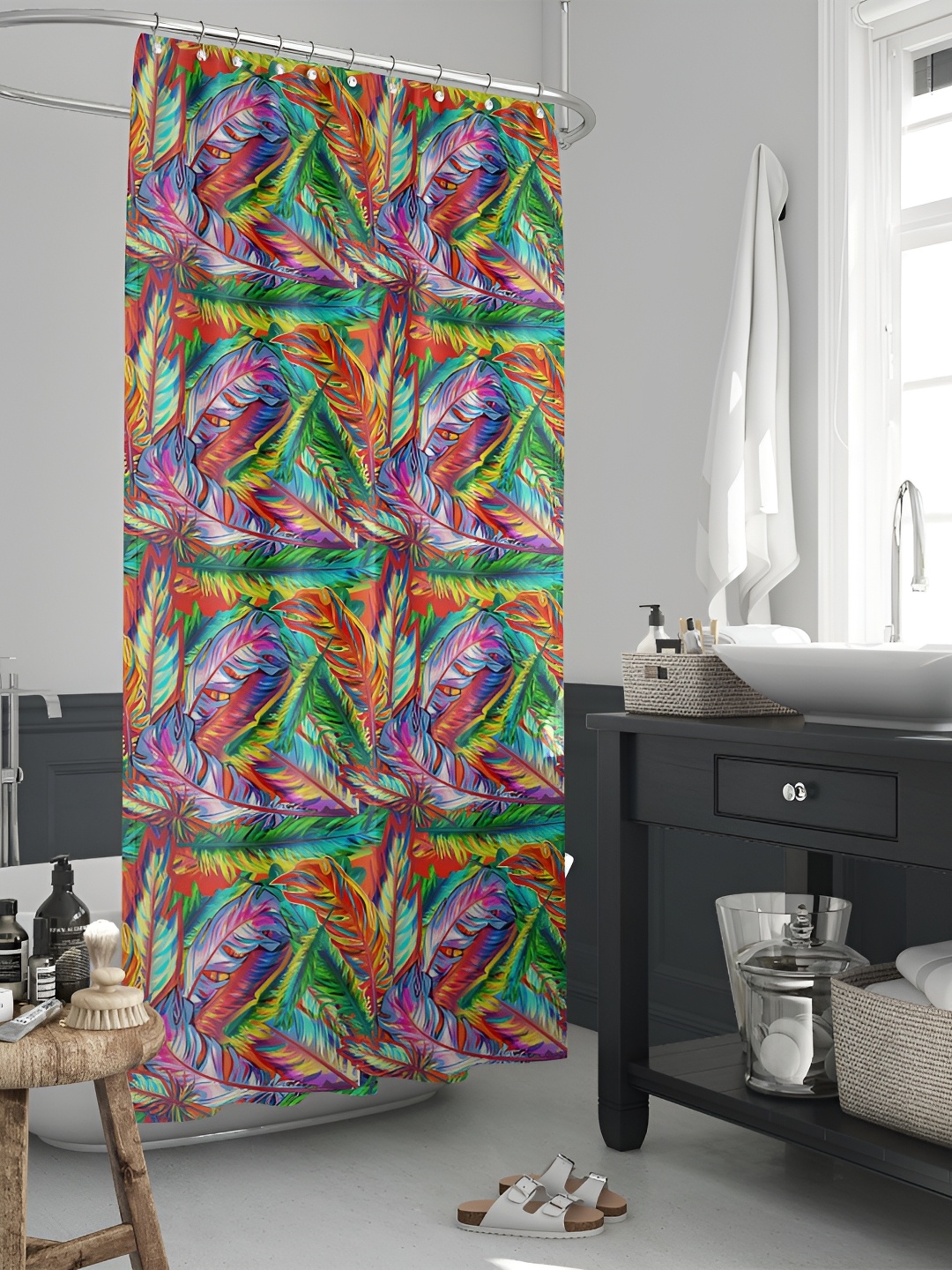 

ArtzFolio Green & Purple Printed Shower Curtain