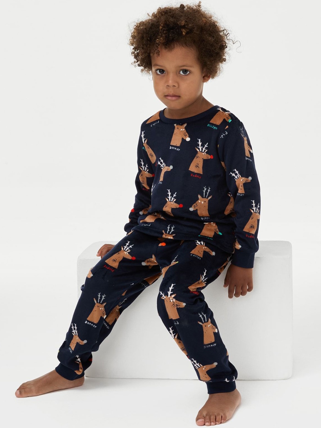

Marks & Spencer Boys Conversational Printed Night suit, Navy blue