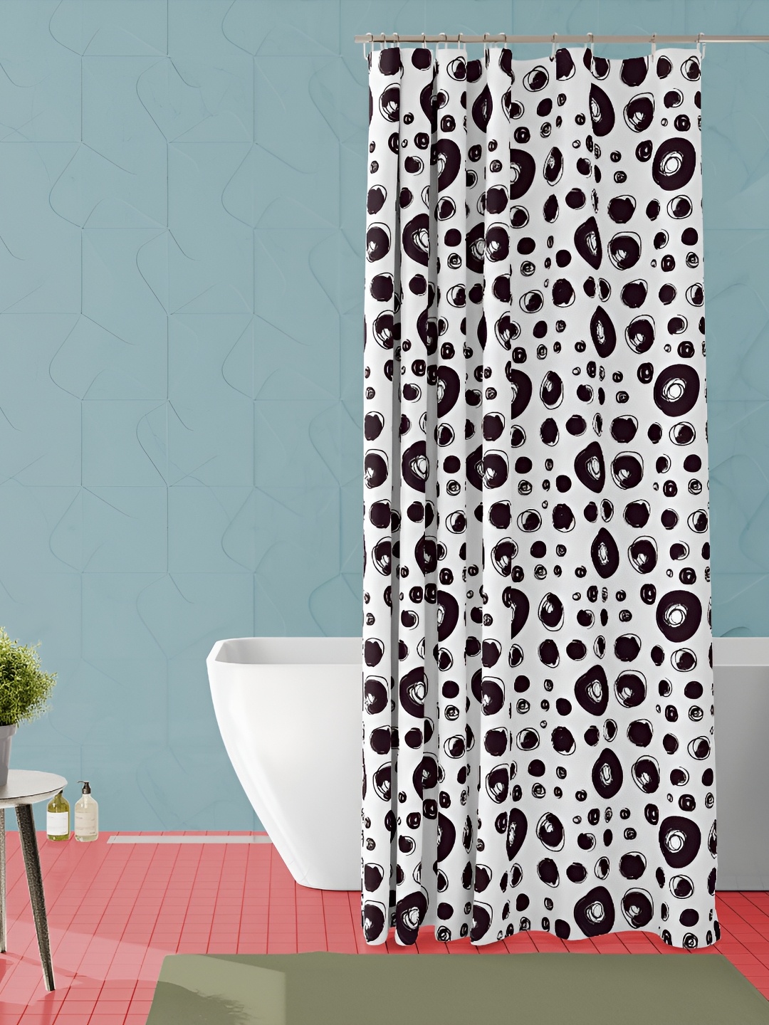 

ArtzFolio White & Black Printed Waterproof Shower Curtain