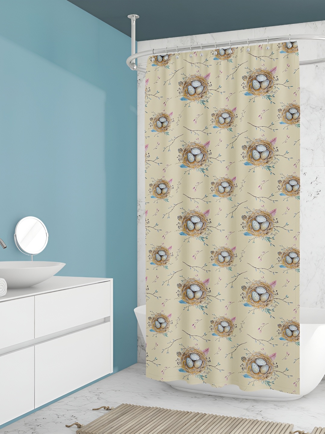 

ArtzFolio Brown & White Printed Waterproof Shower Curtain