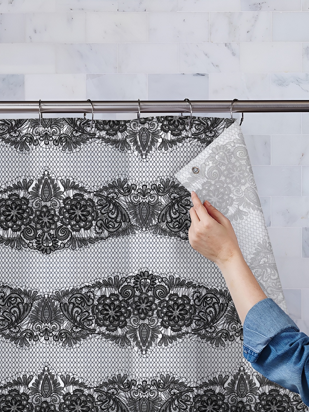 

ArtzFolio Black & White Printed Waterproof Shower Curtains