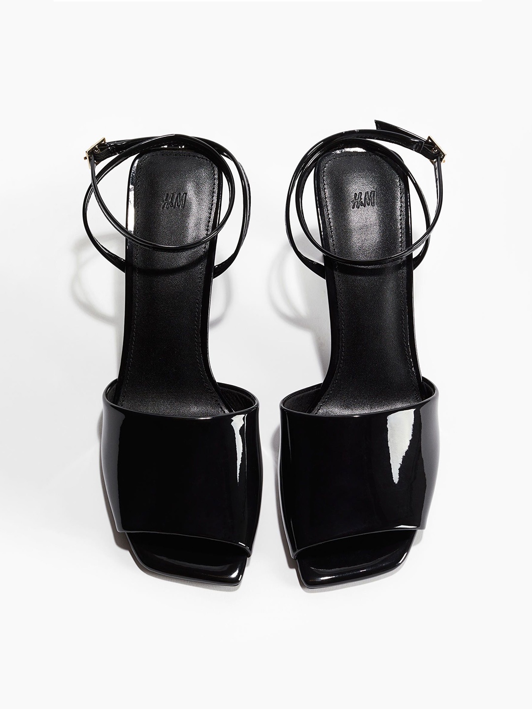 

H&M Square-Toe Heeled Sandals, Black