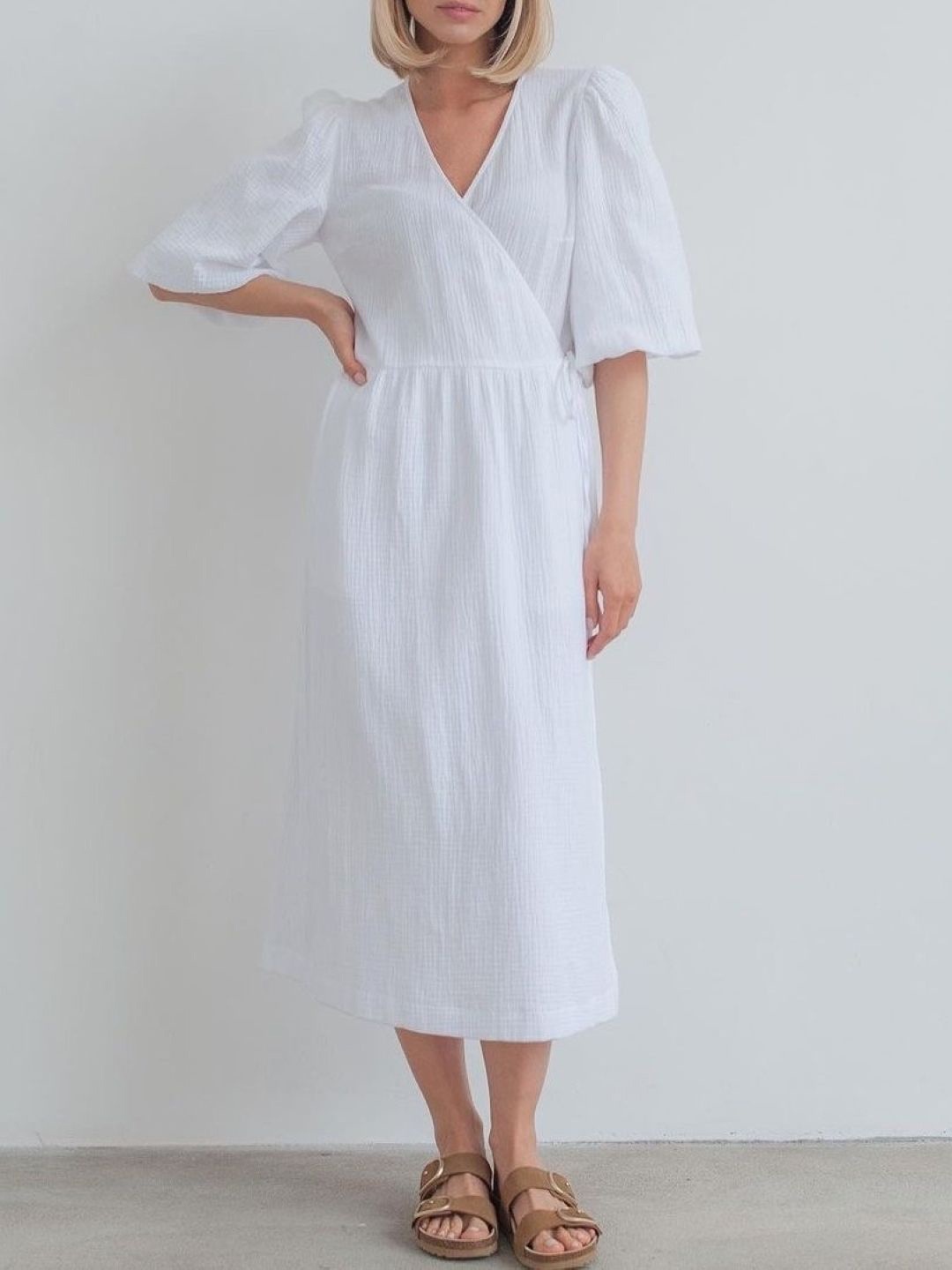 

StyleCast Women Puff Sleeve Midi Dress, White