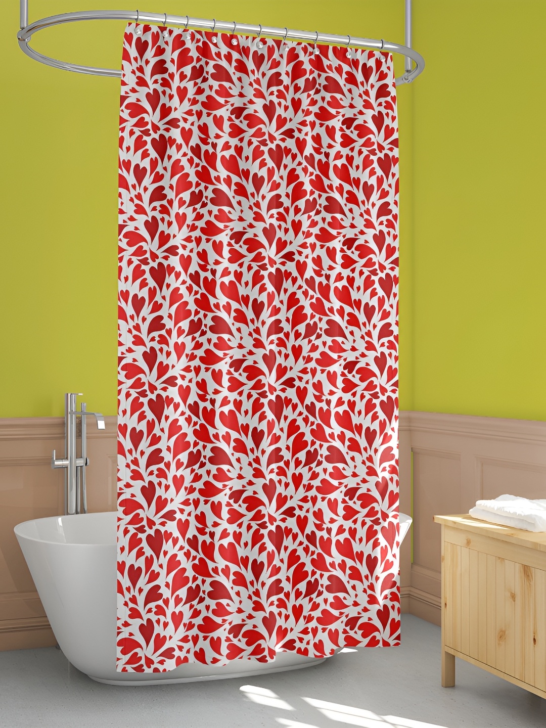 

ArtzFolio White & Red Printed Waterproof Shower Curtains