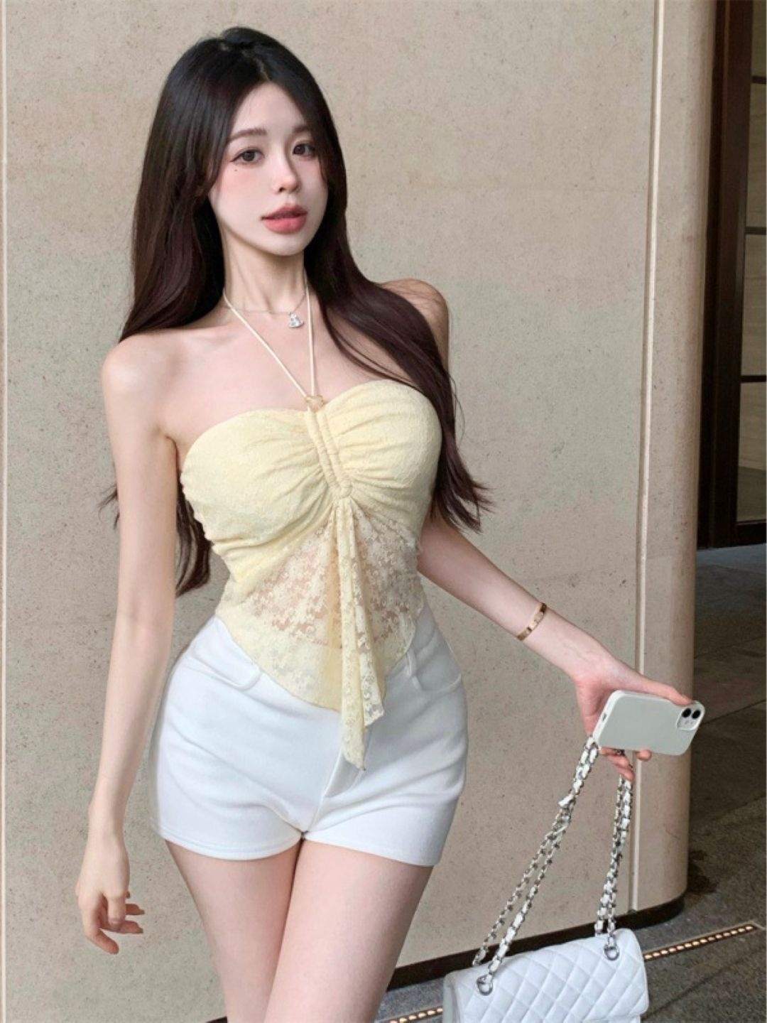 

StyleCast Women Self Design Crop Top, Cream
