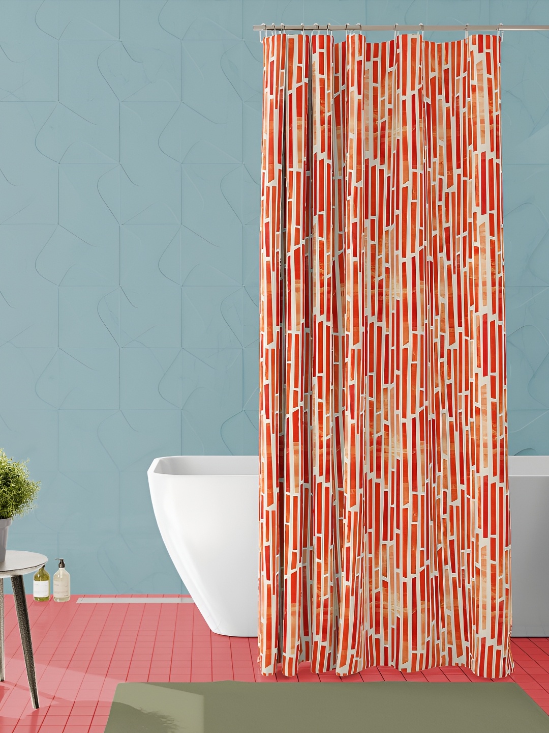 

ArtzFolio Red & Orange Abstract Printed Waterproof Shower Curtain