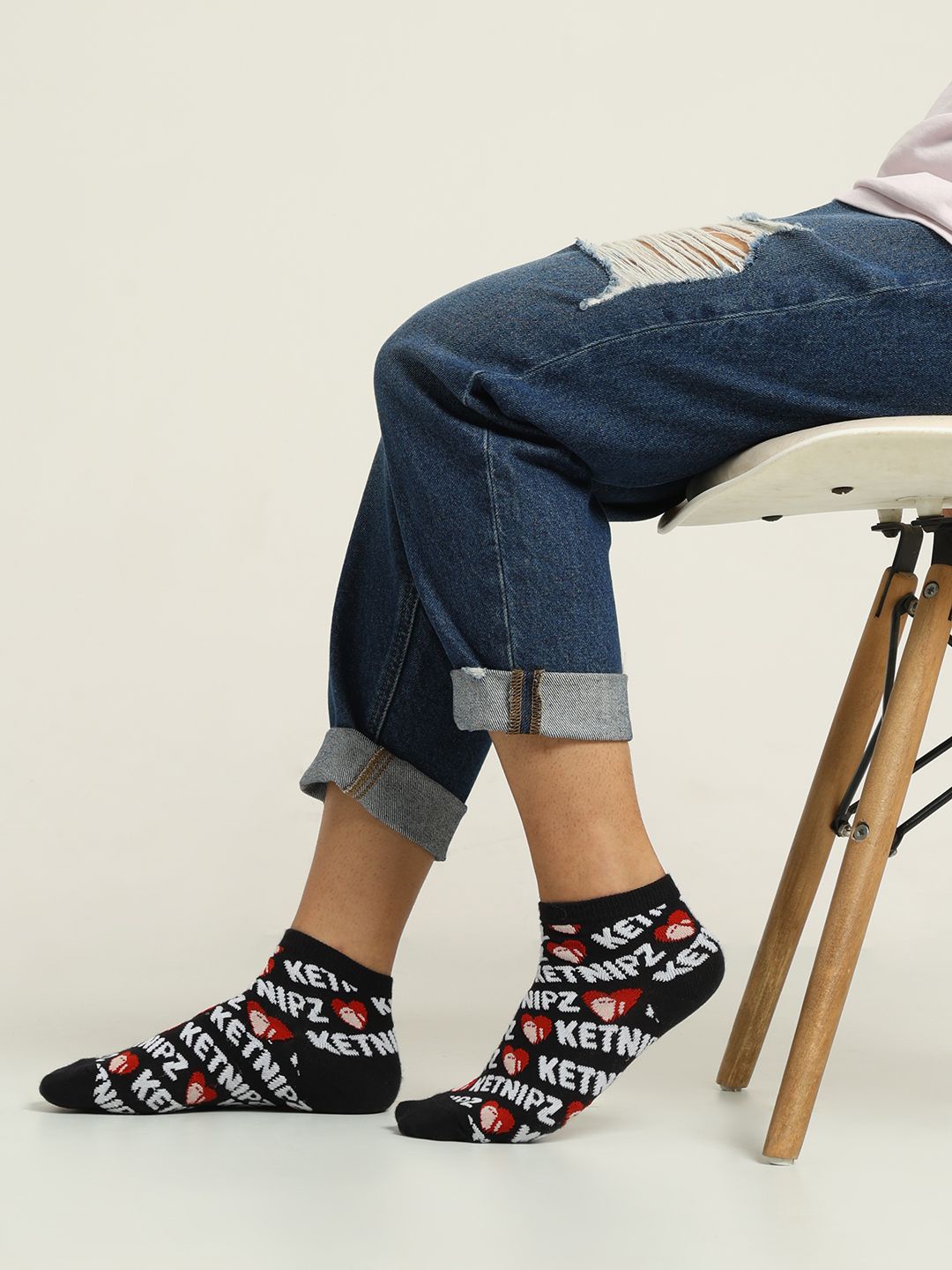 

ONLY Women Pack Of 2 Patterned Cotton Ankle-Length Socks, Black