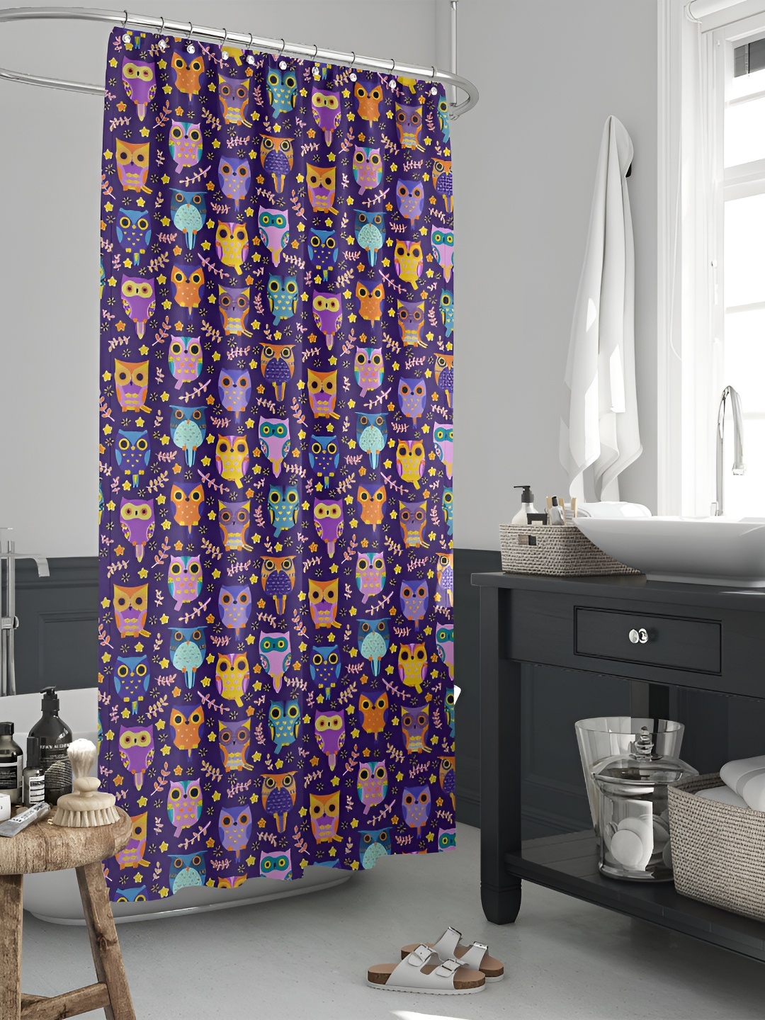 

ArtzFolio Purple & Blue Printed Waterproof Shower Curtain