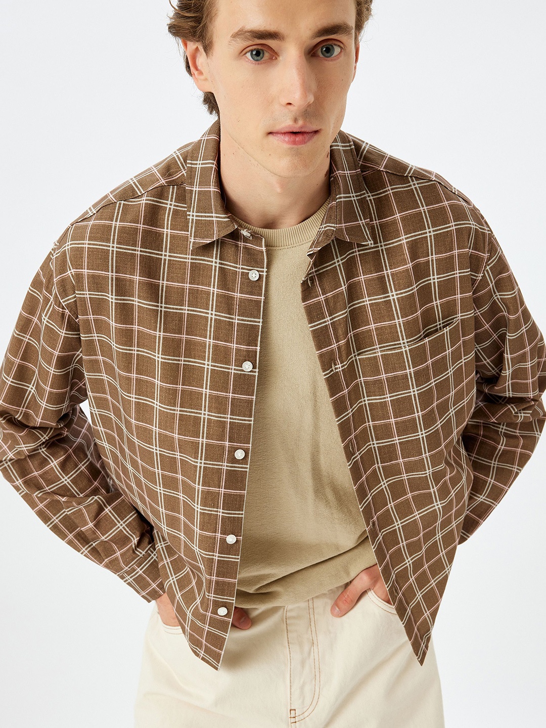 

Koton Men Tartan Checks Opaque Checked Casual Shirt, White