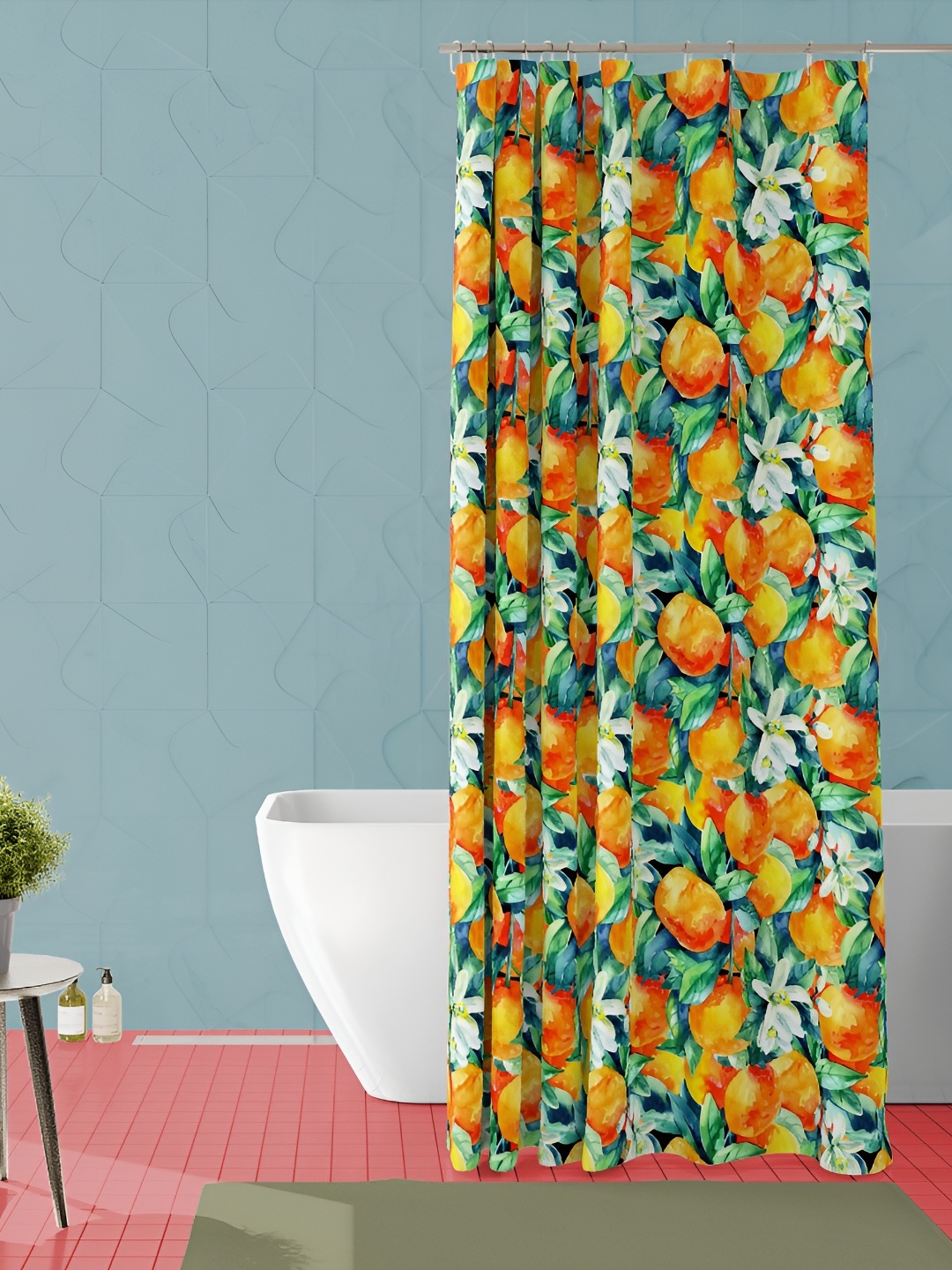 

ArtzFolio Green & Orange Colored Printed Waterproof Shower Curtain