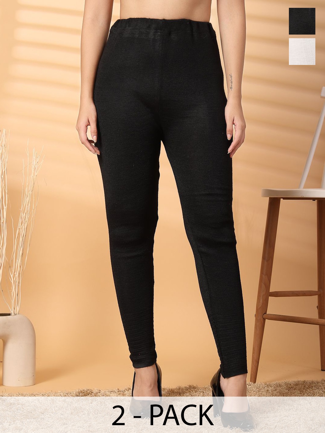 

Clora Creation Women Pack Of 2 Ankle Length Leggings, White