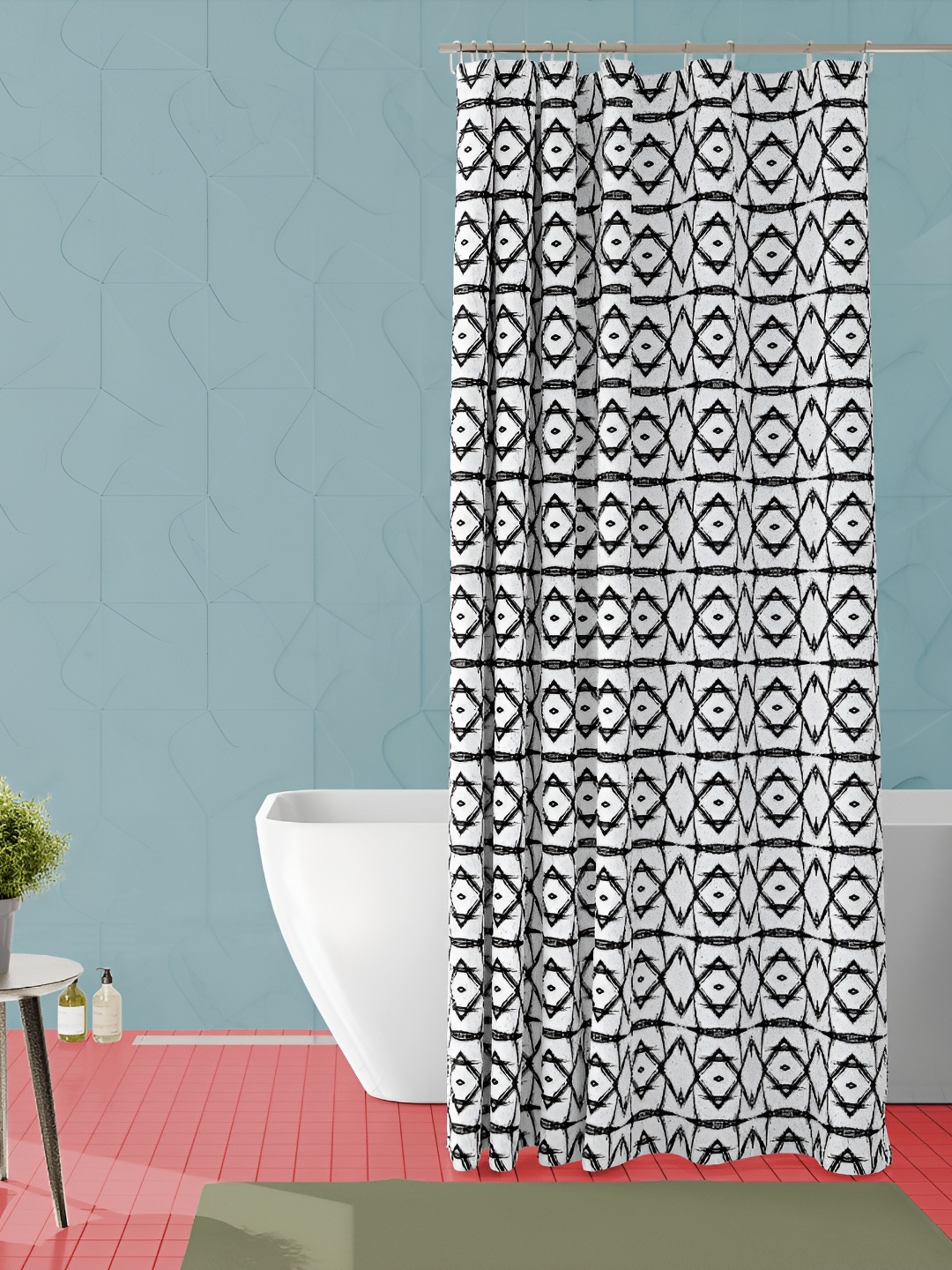 

ArtzFolio Black and White Geometric Printed Waterproof Shower Curtain