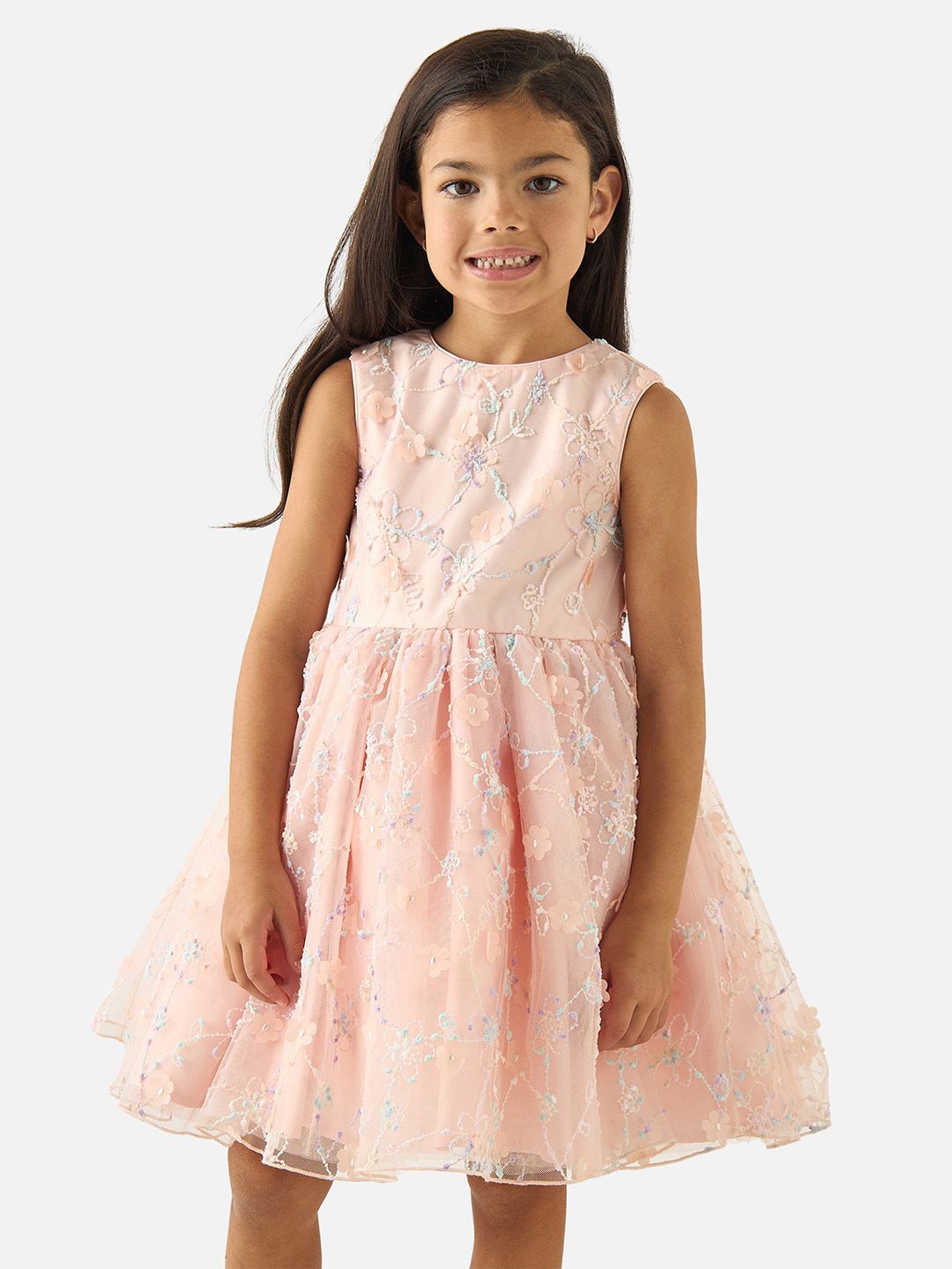 

Juniors by Babyshop Girls Floral Printed Fit & Flare Dress, Pink